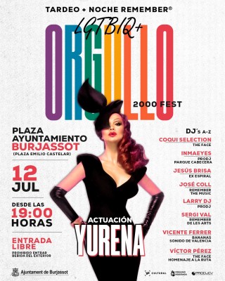 Burjassot celebra la diversidad con la actuación de YURENA y el Tardeo Remember 2000 Fest® Especial Orgullo LGTBIQ+