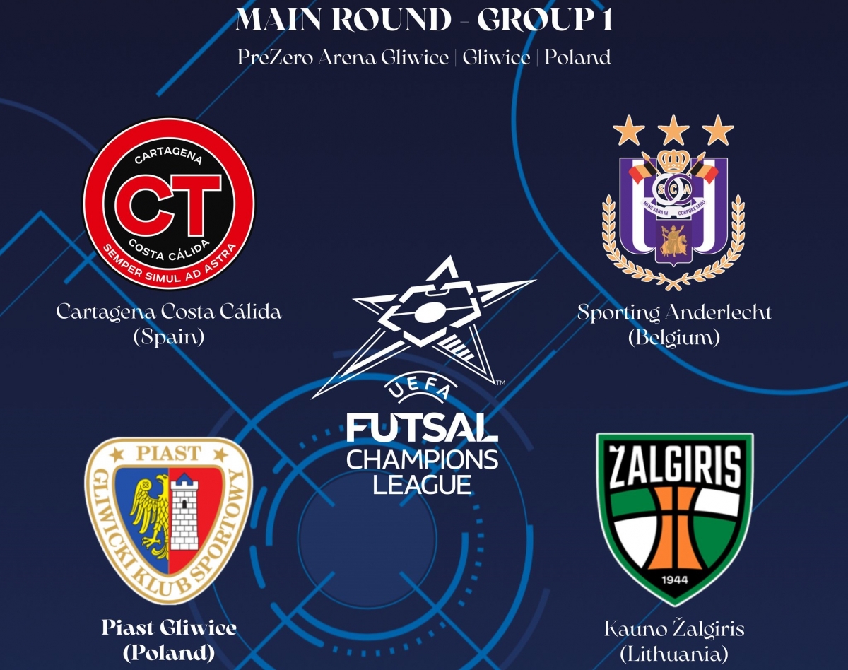 El cartel del grupo en el que está el Jimbee Cartagena en la Liga de Campeones de fútbol sala. - 