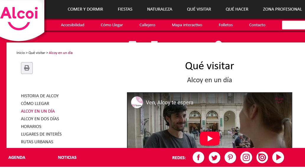 La web de turismo de Alcoy ha visto aumentar el número de usuarios y visitas.  - 