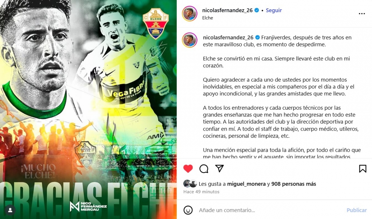 Despedida de Nico Fernández del Elche CF