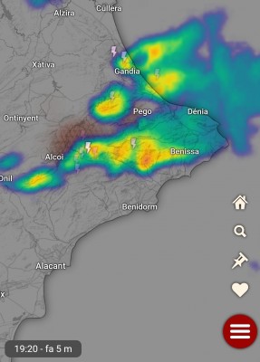Las lluvias deján más de 50 litros/m2 en El Comtat y en el interior de la Marina Alta 