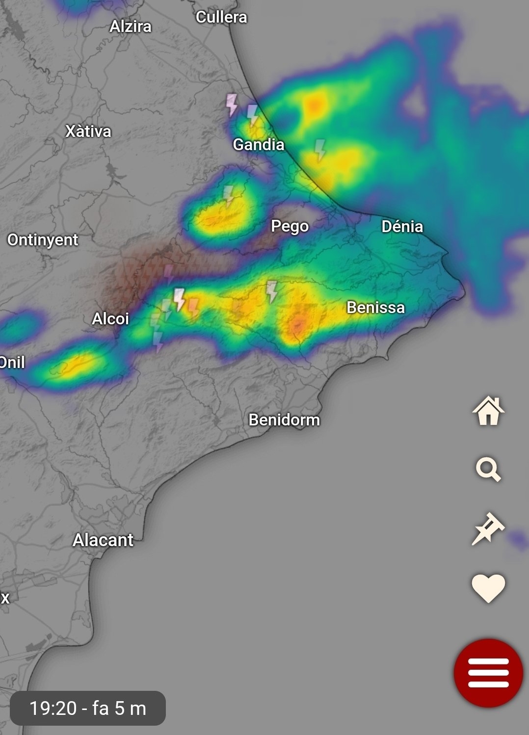 Las lluvias deján más de 50 litros/m2 en El Comtat y en el interior de la Marina Alta 