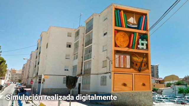 Las fachadas de un edificio de Benidorm se convierten en lienzo para difundir la cultura local