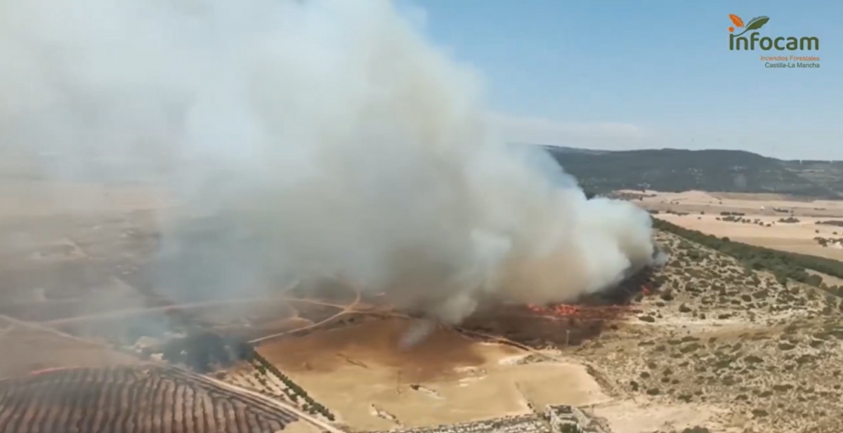 Perimetrado el incendio forestal en Villena que afecta a Castilla-La Mancha