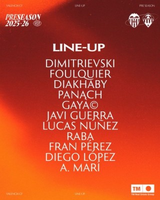 El primer once del Valencia CF en la pretemporada 2025-2026