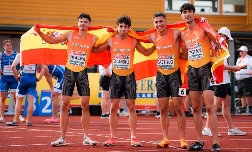 Manuel Vilacha logra el bronce europeo sub-23 con un relevo 4x100 de récord nacional 