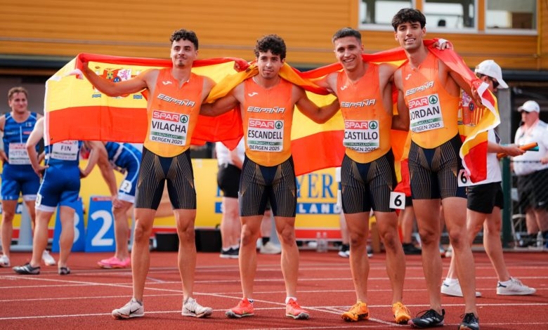 Manuel Vilacha logra el bronce europeo sub-23 con un relevo 4x100 de récord nacional 