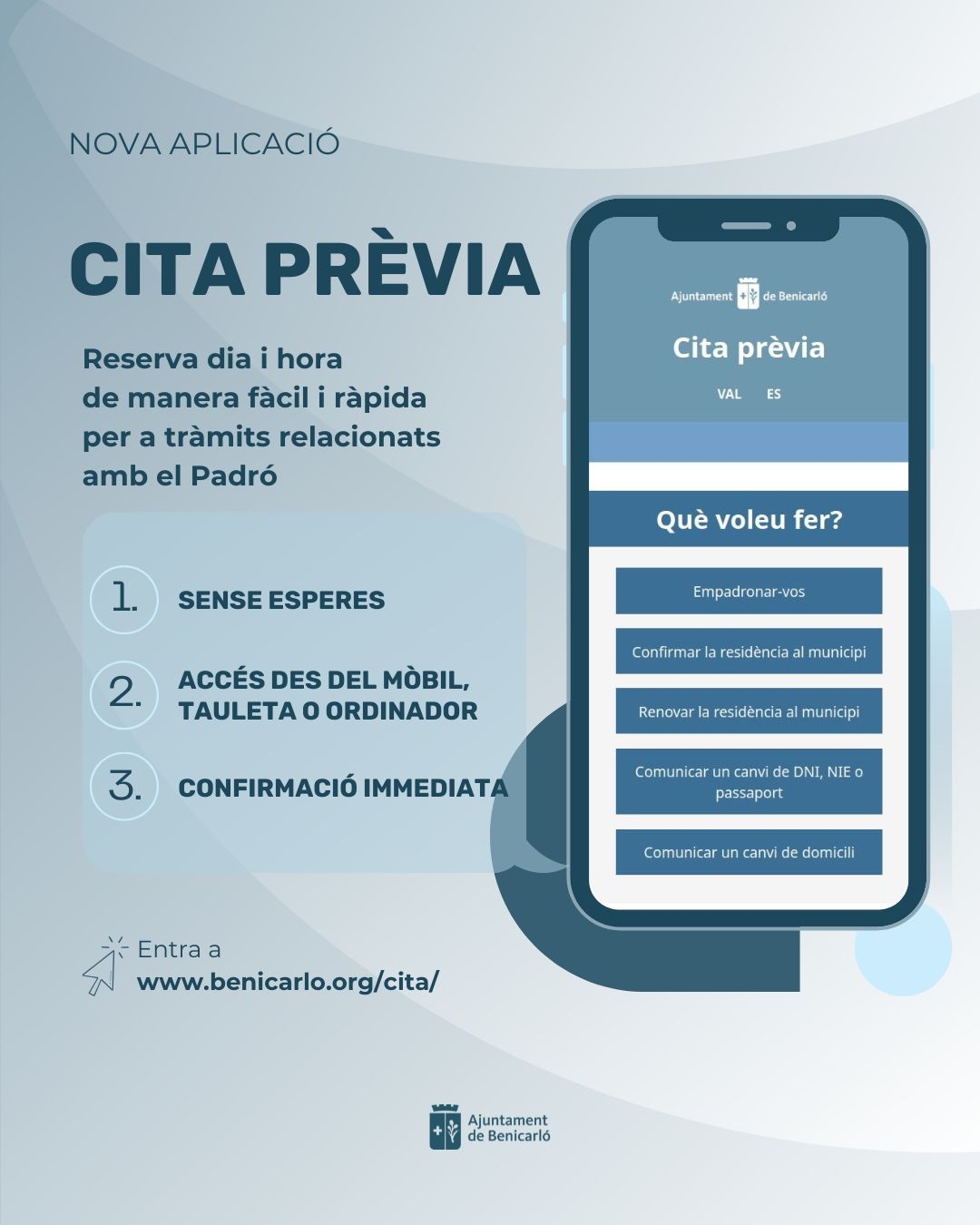 Benicarló pone en marcha una aplicación de cita previa para reducir las colas en los trámites