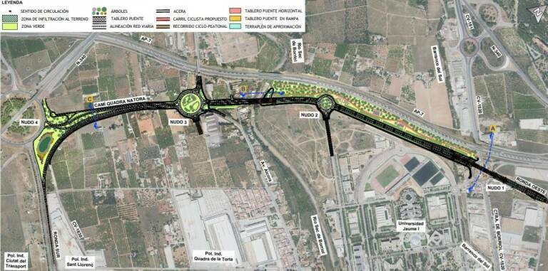 Trazado sobre plano de la segunda fase de la ronda Oeste para cerrar la circunvalación.