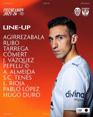 El segundo once del Valencia CF en la pretemporada 2025-2026: debuta Julen 