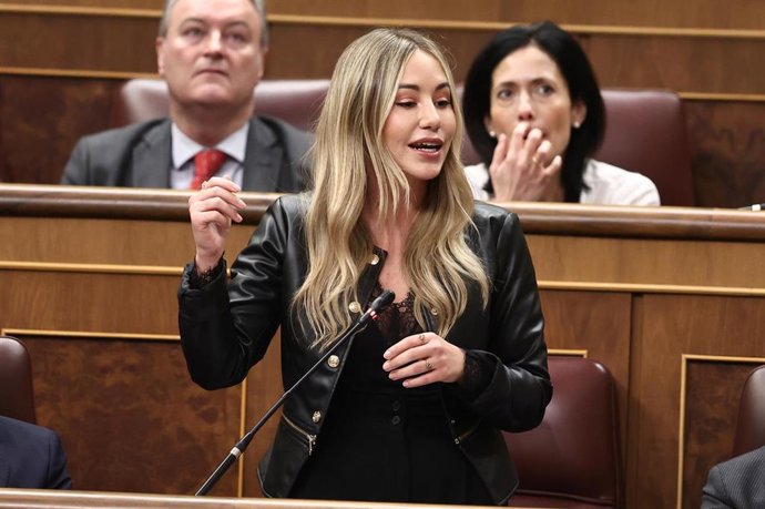 Archivo - La diputada del PP Noelia Núñez interviene durante una sesión de control al Gobierno, en el Congreso de los Diputados, a 19 de marzo de 2025, en Madrid (España). - 