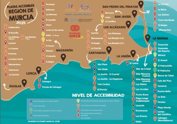 Cuando ir a la playa se convierte en una odisea: en la Región hay 18 de difícil acceso y 8 inaccesibles