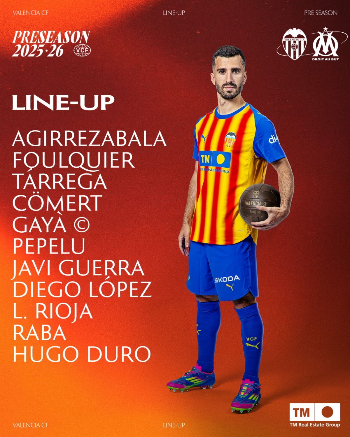 Este es el once del Valencia CF para enfrentarse al Olympique de Marsella