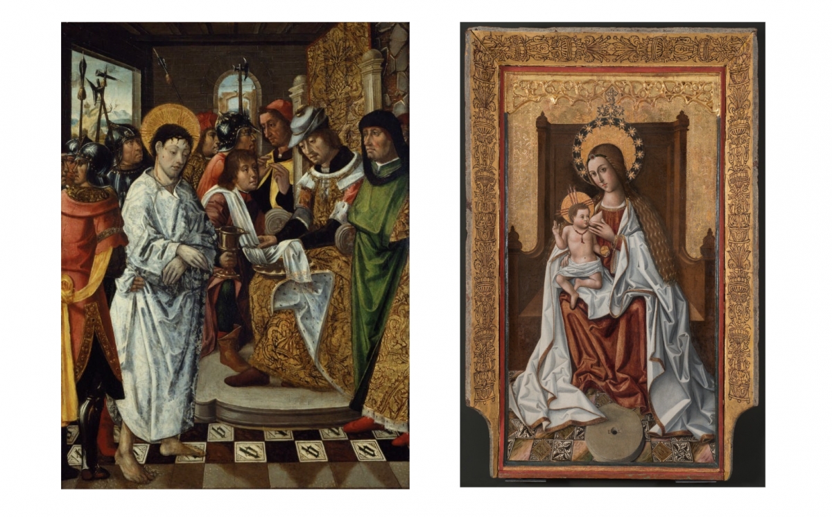 Cristo ante Pilato de Rodrigo de Osona (izq.) y Virgen del Gremio de Molineros de Vale?ncia de Maestro de Perea (dcha.)
