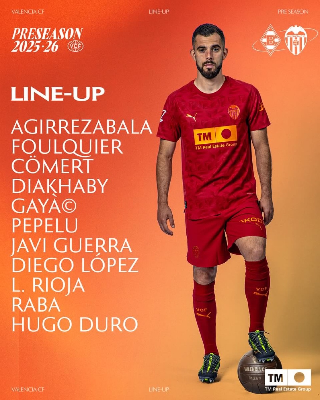 Este es el once del Valencia CF frente al Borussia Mönchengladbach 