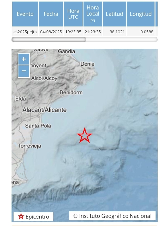 Tres terremotos en la costa de Torrevieja, Santa Pola y Guardamar del Segura