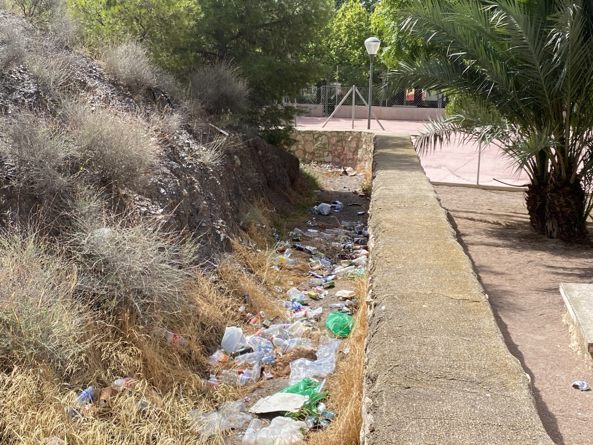 Suciedad en el barrio de Los Ángeles, en Lorca. - Foto: PSOE