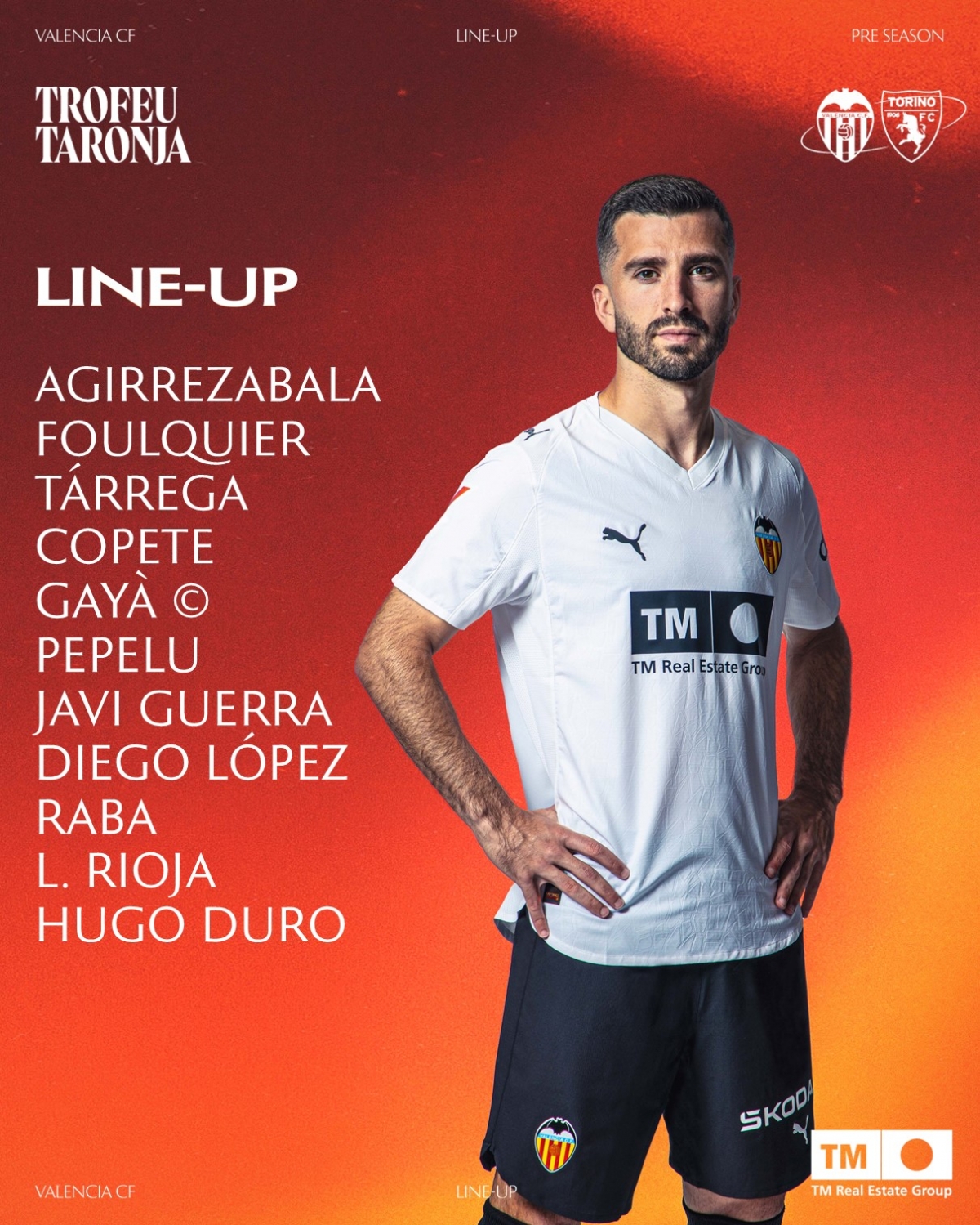 Este es el once del Valencia CF para el Trofeu Taronja