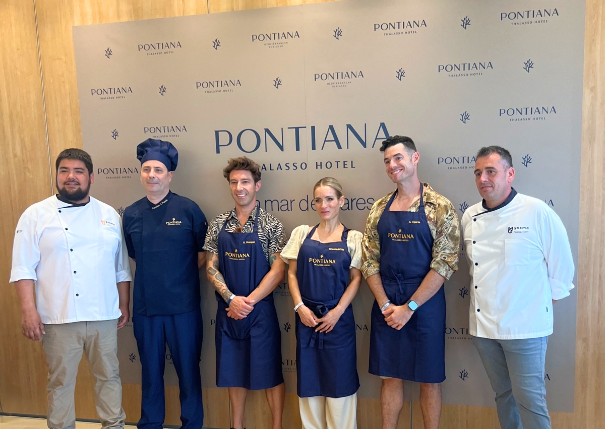 Los chefs, de izquierda a derecha: Luis Silva (Gasma), Francisco Picardo (Chef Hotel), Roberto Bosquet, Vicky Calleja, A