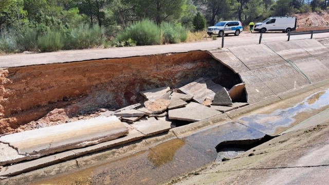 Cortado el canal de Trasvase Tajo-Segura por una rotura en Liétor