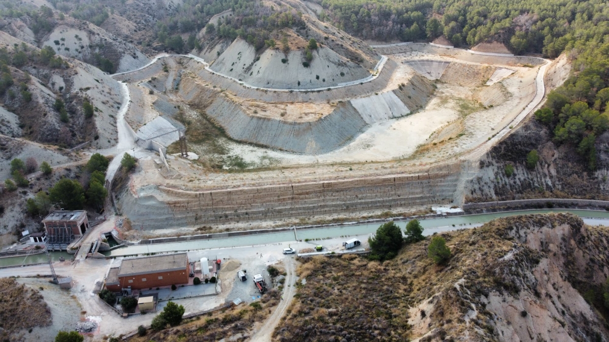 Obras del vaso de la balsa de la Muela, en Alhama de Murcia.