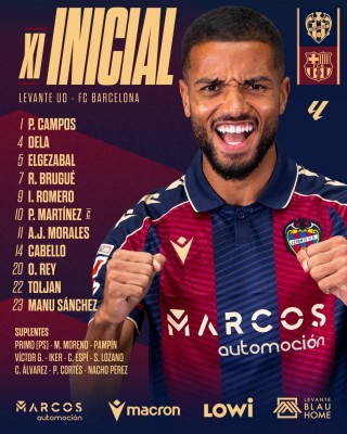Este es el once del Levante UD ante el FC Barcelona