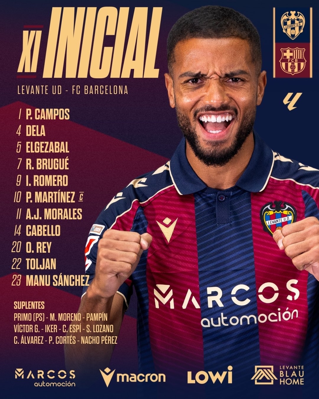 Este es el once del Levante UD ante el FC Barcelona