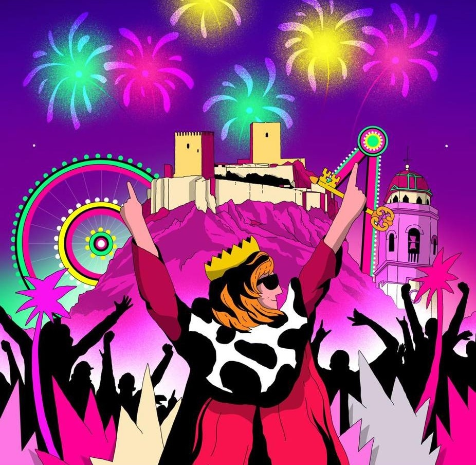 El ilustrador Eloy González convierte al rey Alfonso X en un moderno Dj en el cartel de la Feria y Fiestas de Septiembre de Lorca