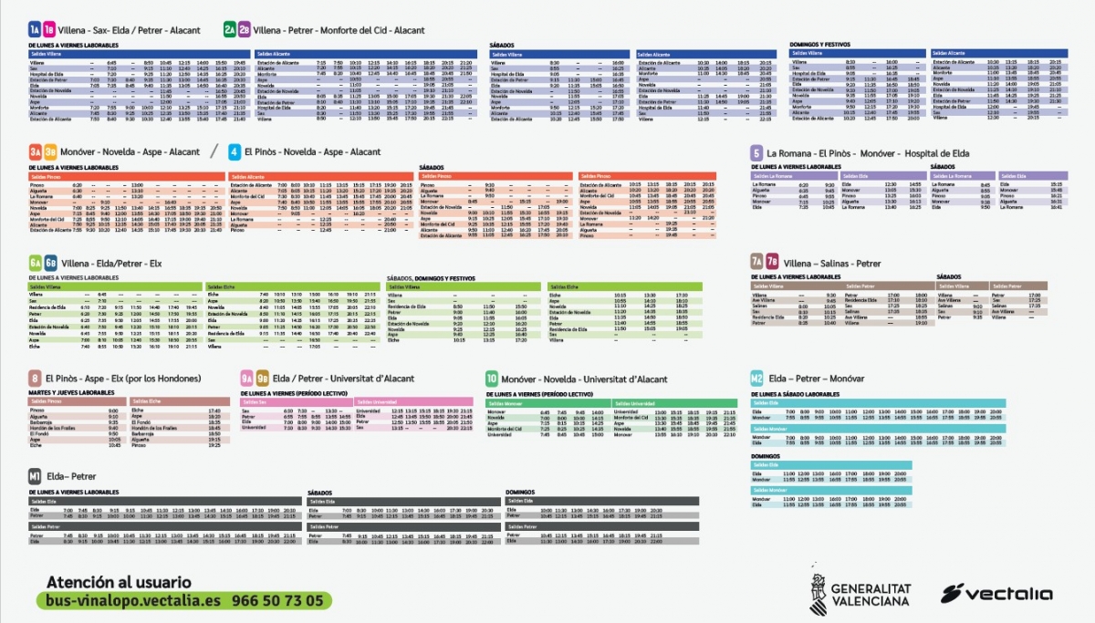 Horarios de los autobuses. - Horarios de los autobuses.