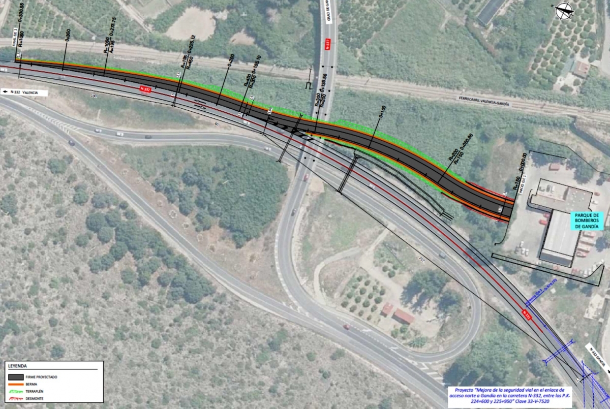 El Parque de Bomberos de Gandia conectará con la N-332 para reducir el tiempo de respuesta en emergencias
