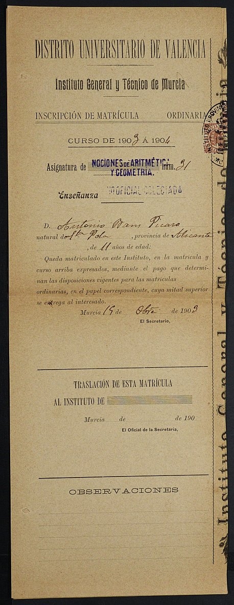  - Fuente: ARCHIVO PROVINCIAL DE MURCIA