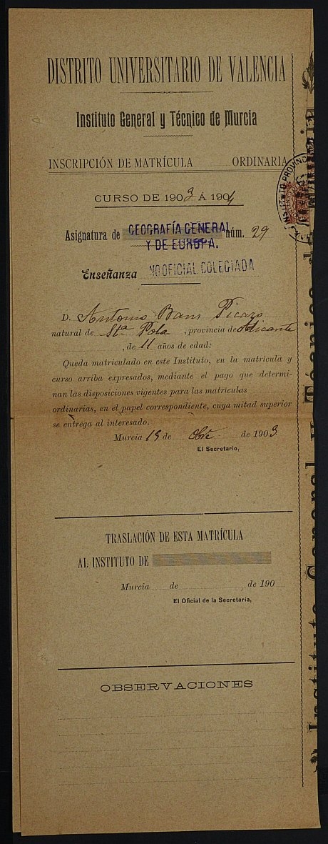  - Fuente: ARCHIVO PROVINCIAL DE MURCIA