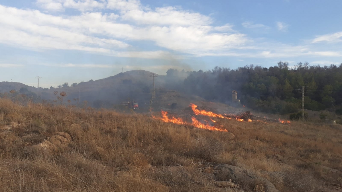 Declarado un incendio en Mina Blanca, en el Llano del Beal cerca de una zona de pinos