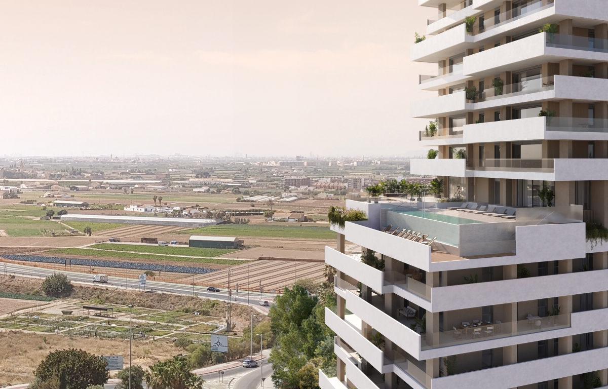 El 'skyline' de Valencia suma un nuevo rascacielos: una torre de 100 metros y 200 viviendas de AQ Acentor