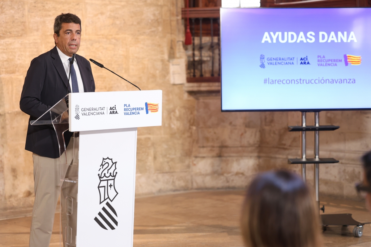 Mazón este miércoles durante el acto de presentación de las ayudas.