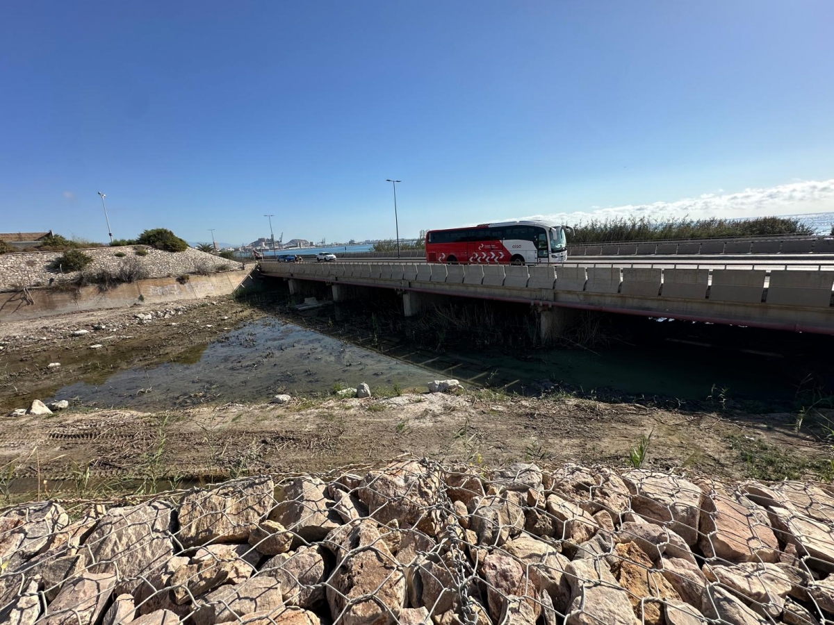 Alicante completa tareas de desbroce en el barranco de Aguamarga y despeja los ojos de los puentes 