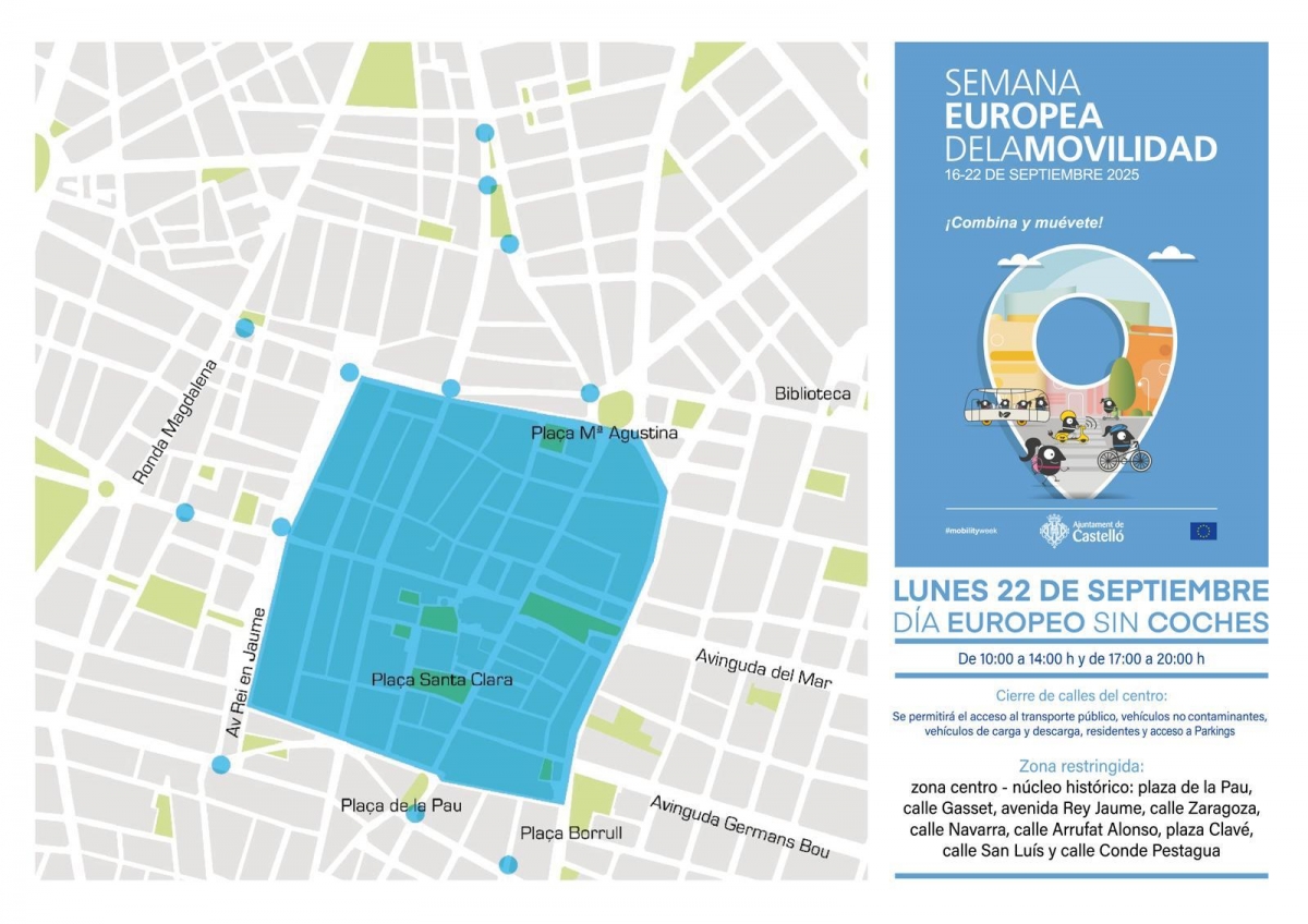 Día Europeo sin Coches: Castelló limita el acceso al centro histórico y promueve transporte limpio