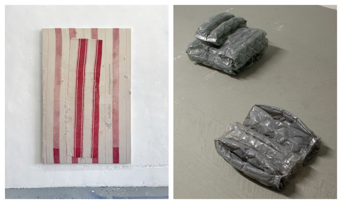 Obra de María Tinaur (izquierda) y Nora Aurrekoetxea (derecha).