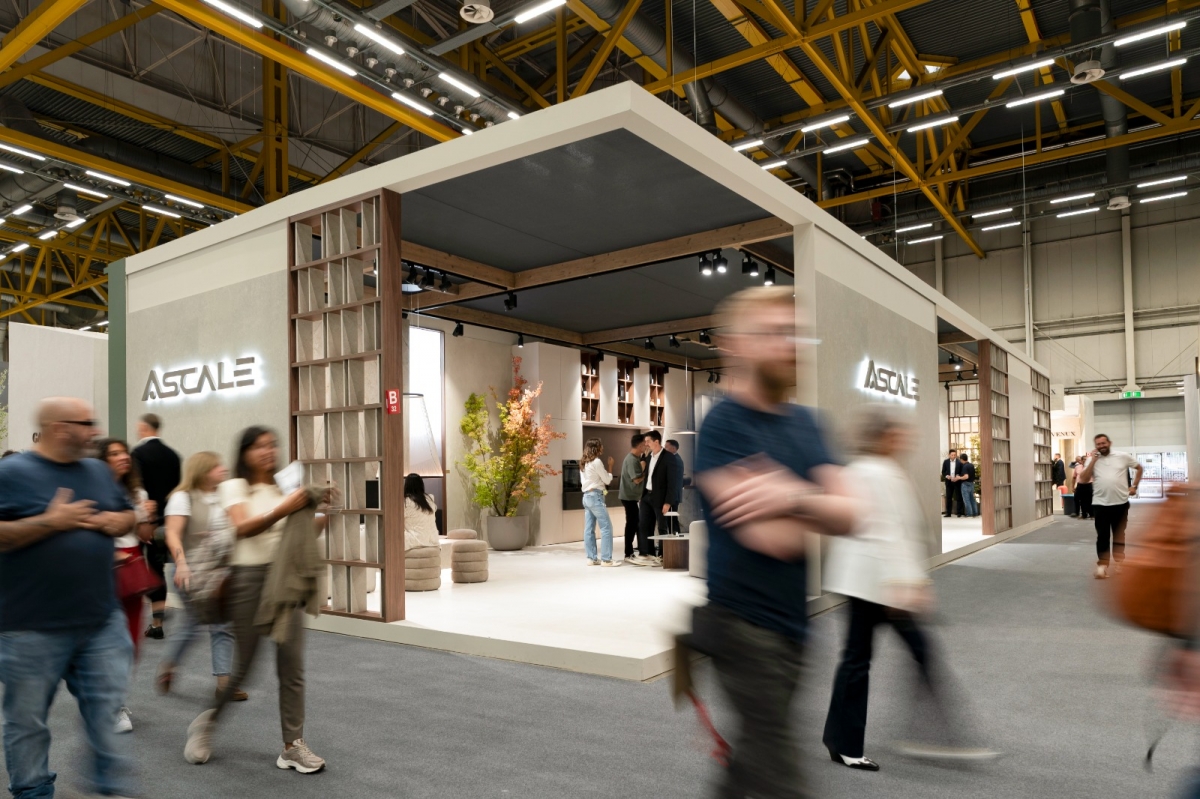 Ascale debuta en Cersaie con un espacio de 140 m² y las series Aura Lux White y Amaya Linen