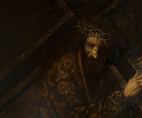El lienzo barroco más antiguo de la Cofradía de Jesús de Murcia 'pasa por quirófano' en el Centro de Restauración de la CARM