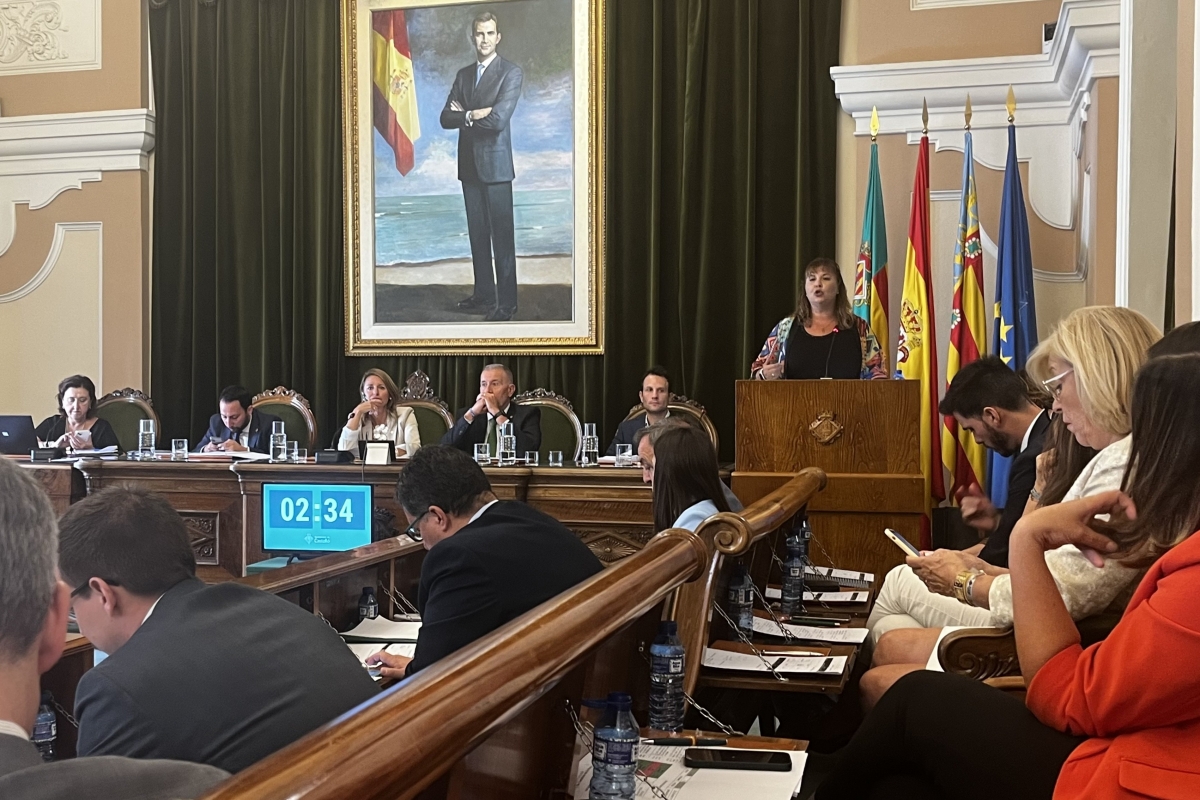 La portavoz socialista, Patricia Puerta, durante uno de sus turnos de palabra. 