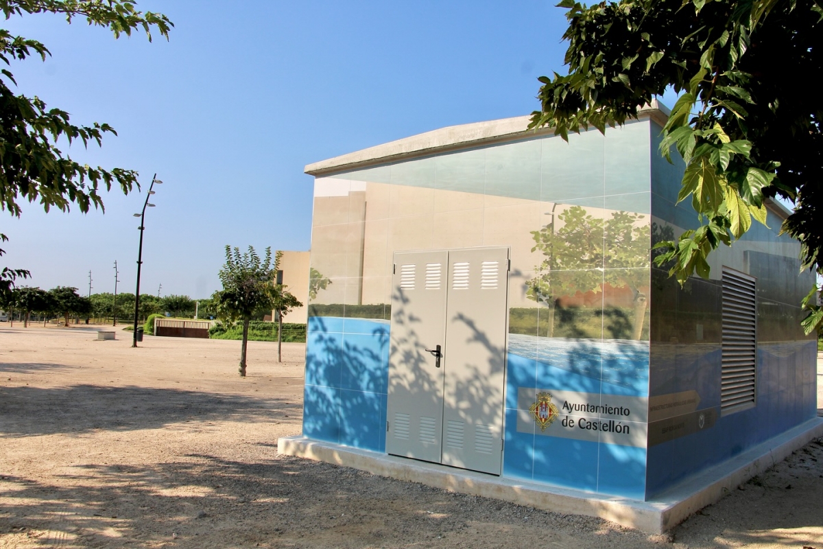 La caseta trasladada al parque del Auditorio en la estación de bombeo de la ronda Norte