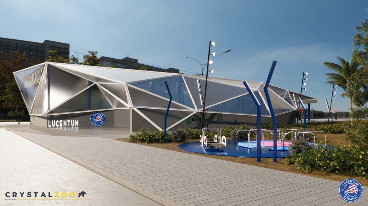 Recreación virtual de uno de los edificios de la 'Ciudad del Baloncesto' de Alicante. - 