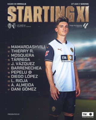 Este es el once del Valencia frente a Osasuna
