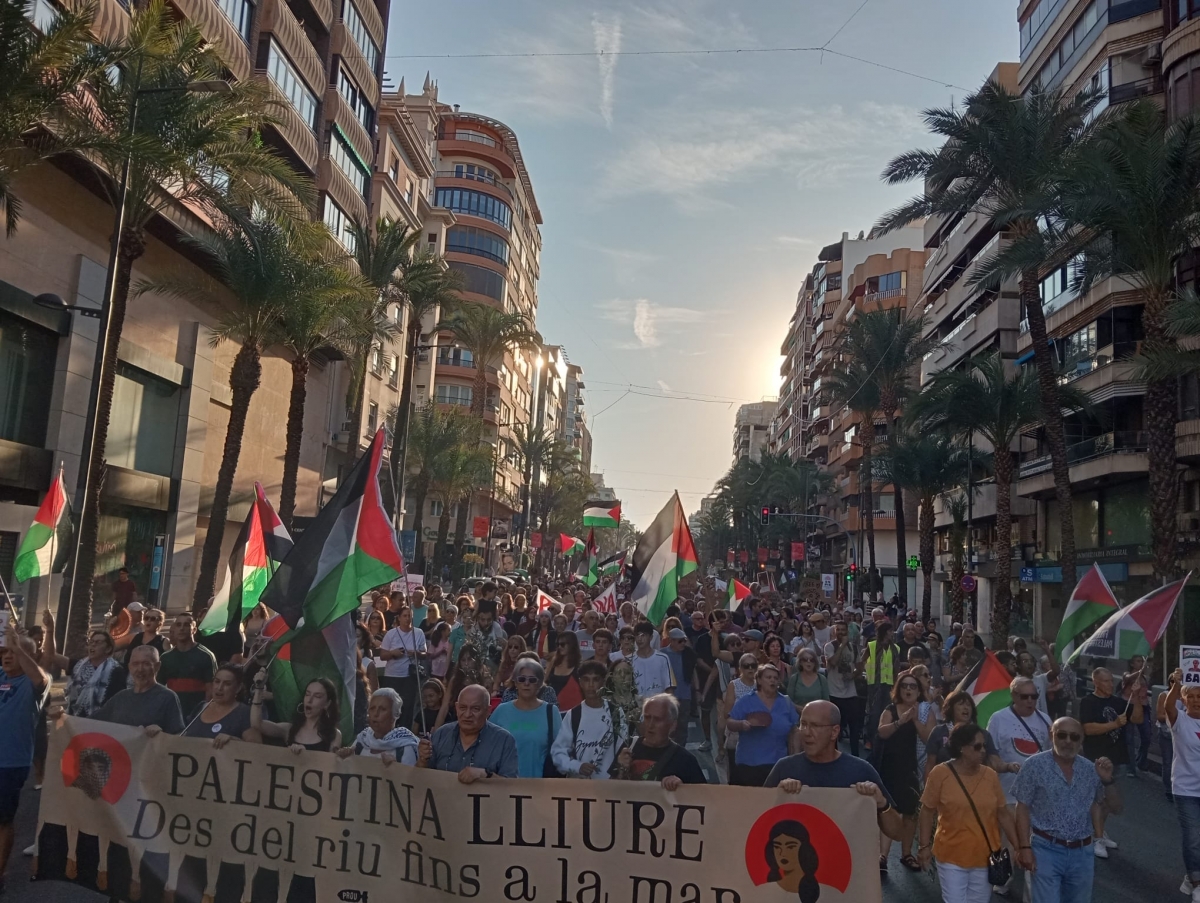Miles de personas marchan en Alicante y Elche en solidaridad con Palestina y en contra del genocidio