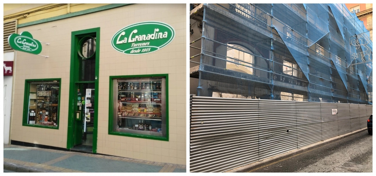El local de La Granadina y el estado actual del edificio. - El local de La Granadina y el estado actual del edificio.