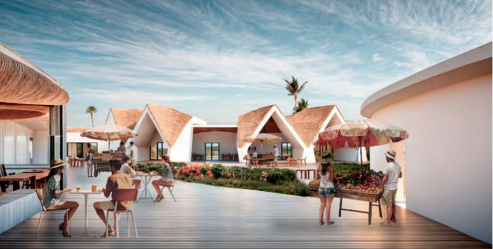 Zona de restauración del ECO.Hotel, que se proyecta en Cullera. - Foto: ZERO PLUS INNOVACIÓN URBANA Zona de restauración del ECO.Hotel, que se proyecta en Cullera.