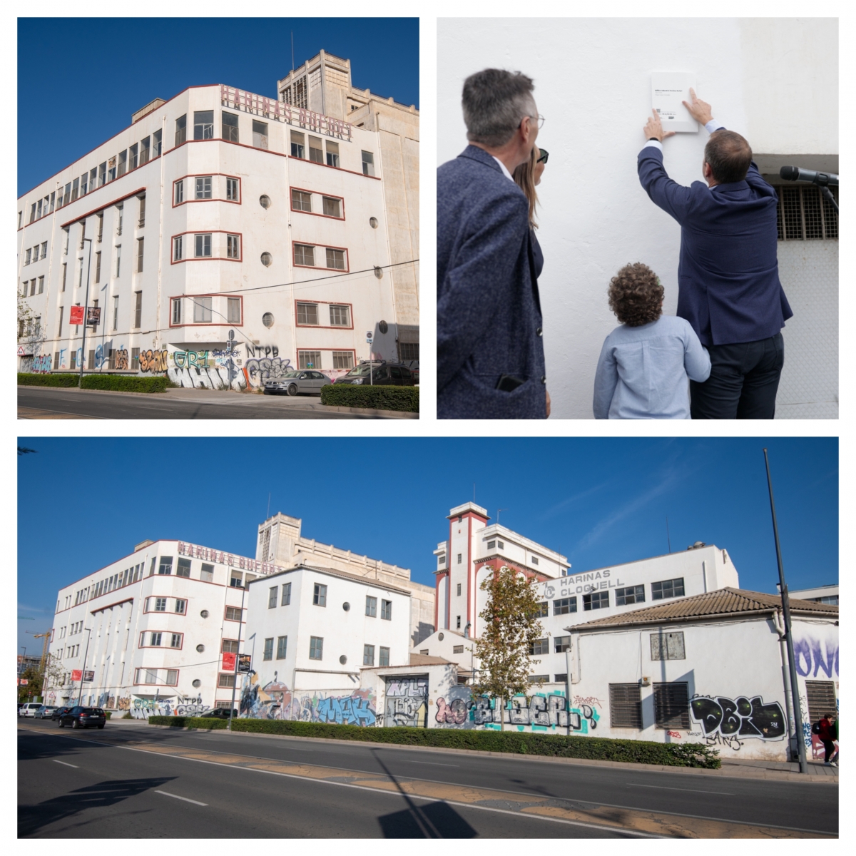 El edificio de Bufort, la colocación de la placa de reconocimiento y panorámica de las dos fábricas. - Foto: CTAA/ RAFA MOLINA El edificio de Bufort, la colocación de la placa de reconocimiento y panorámica de las dos fábricas.