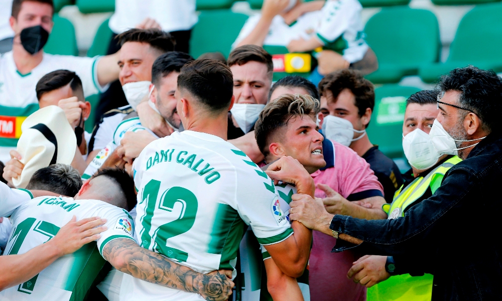 Raúl 'Guti' celebra uno de los goles al Athletic Club que le diron la permanencia al Elche CF en 2021 - Foto: FITO GONZÁLEZ