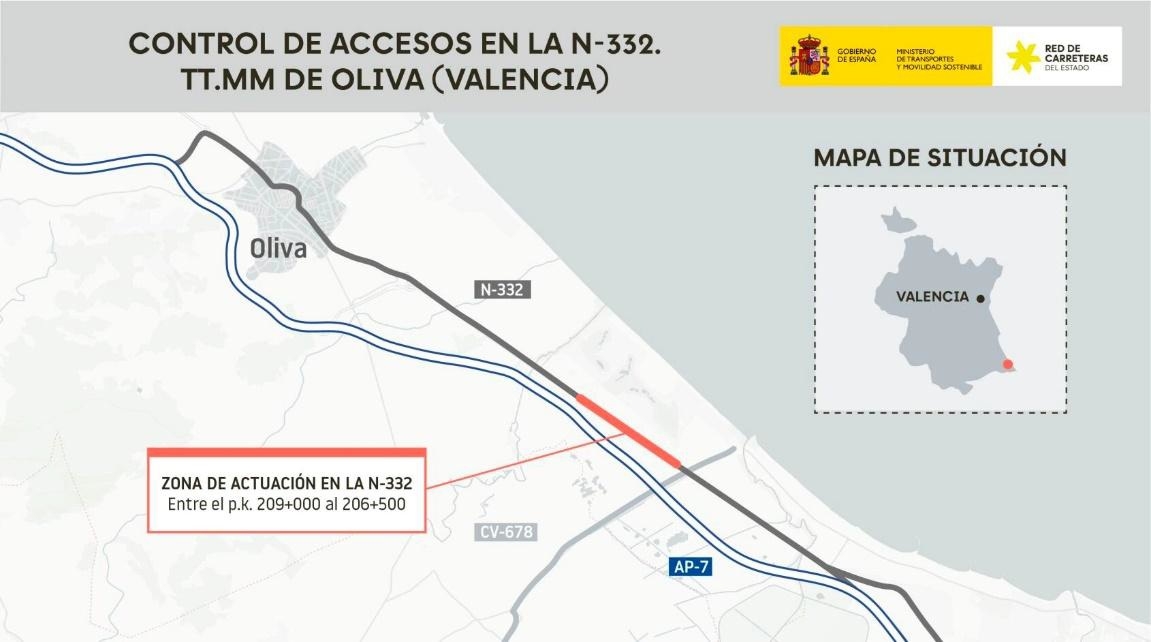 Transportes inicia los trabajos de mejora de la N-332 entre Pego y Oliva con una inversión de 8,3 millones 
